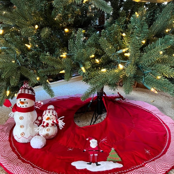 Santa Christmas Quilted Cotton Tree Skirt|Xmas Tree Bottom Decoration,54" Large - Picture 9 of 9